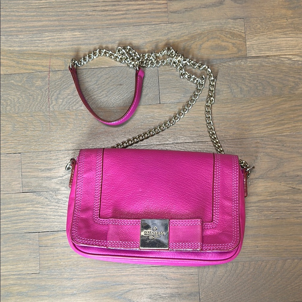 Kate Spade Pink Crossbody Bag with Silver Chain